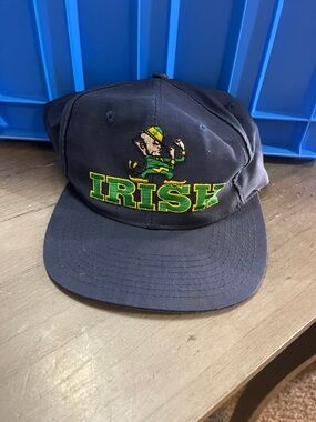 Vintage IRISH Embroidered Navy Snapback Hat